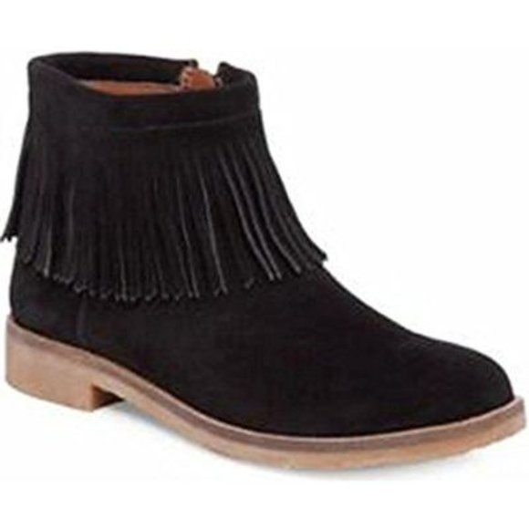 Lucky Brand Shoes - Lucky Brand Suede Galley Fringe Booties Black 6.5